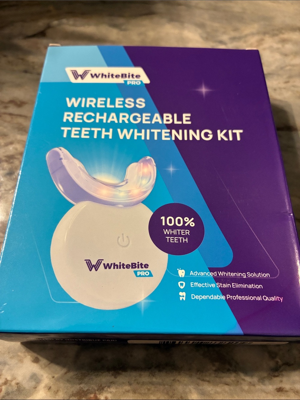 WhiteBite Pro Wireless Rechargeable Teeth Whitening Kit - Blue & Purple